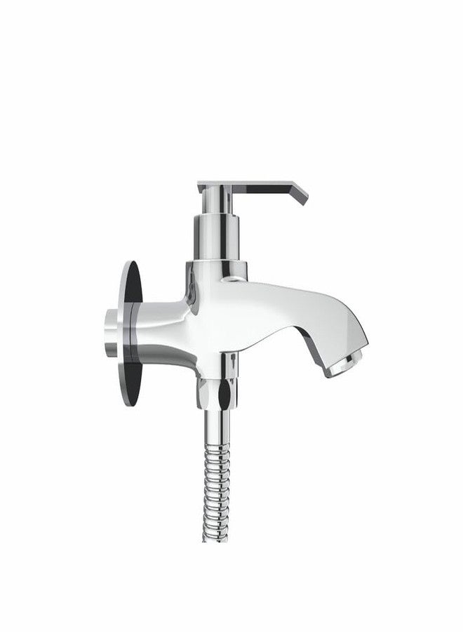 GLOXY 2 in 1 Chrome Finished Bib Cock Taps with Dual Imperial Levers & Flenge - Perfect Compatible for Washing Machines, Bathroom Toilet Areas, Gardens & Kitchen Sinks - 10 Years Warranty - Image 4